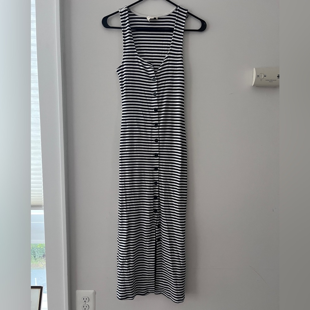 Sezane Fabiola Dress Écru Marine. - Size S